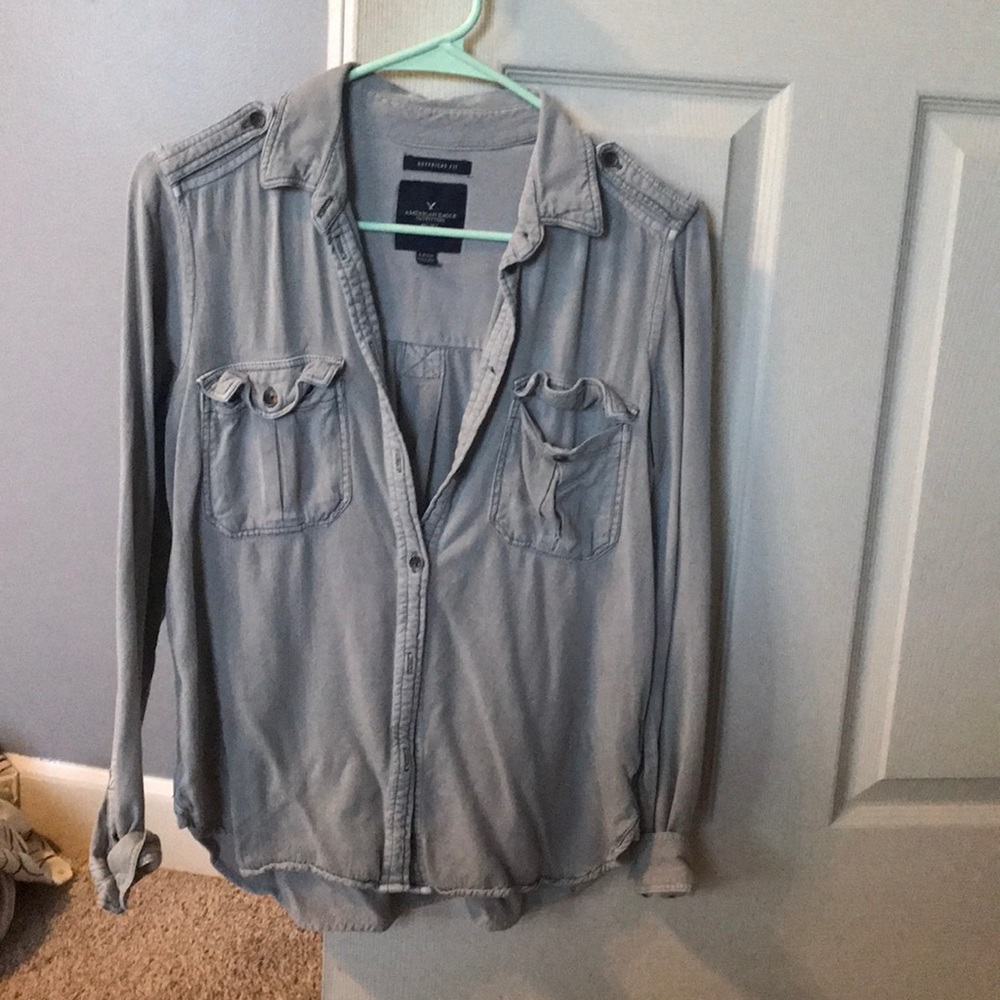 Army green button up shirt